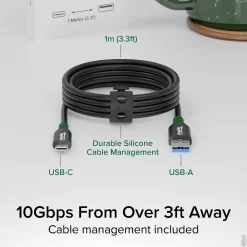 Plugable 3.3' USB-C to USB-A Cable, Black (USBC-A1M)