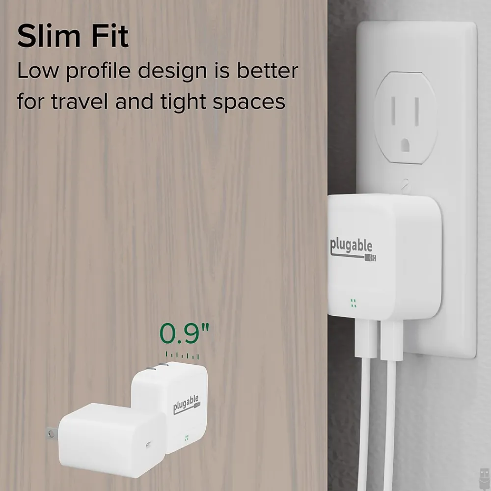 40W Dual USB-C Wall Charger, White (PS-40C2W)<Plugable