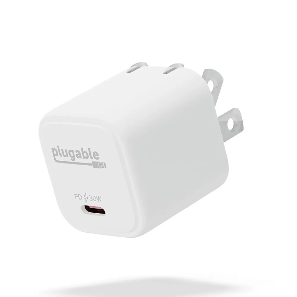 30W GaN USB C Charger Block, White (PS-30C1W)<Plugable Best