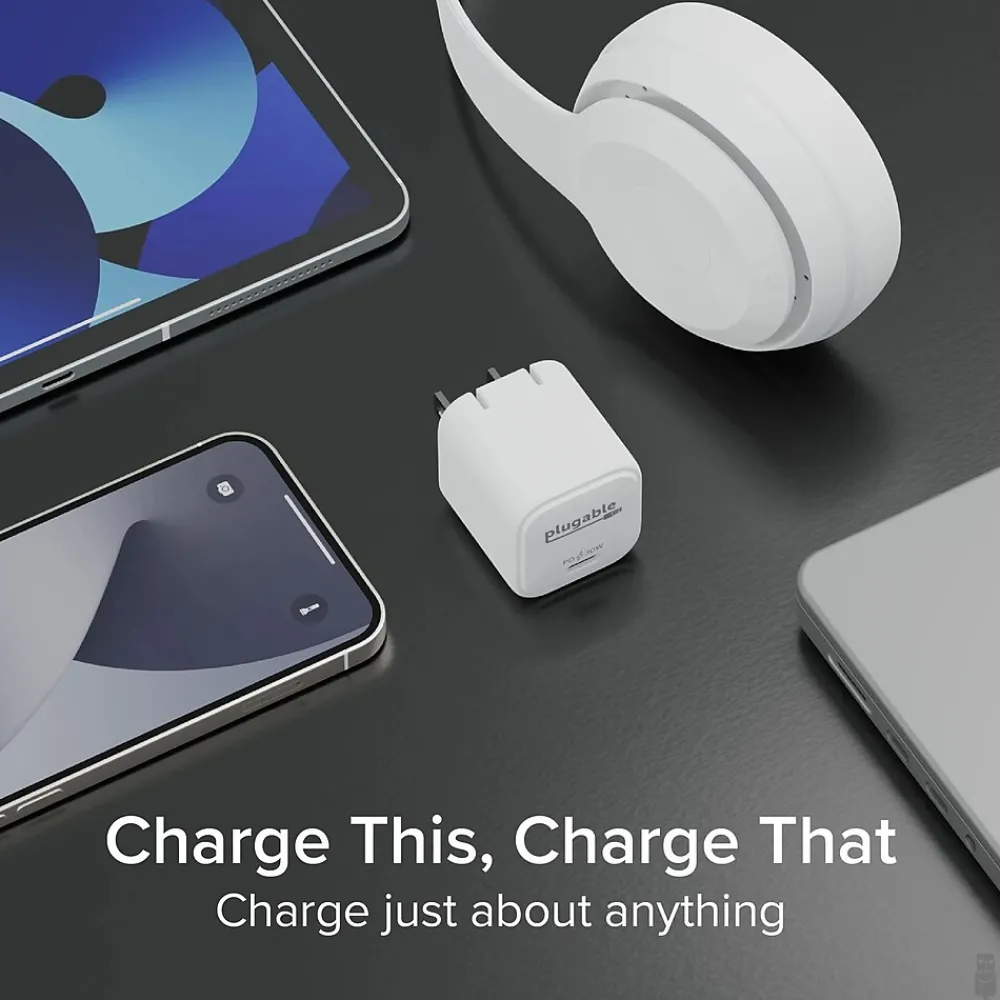30W GaN USB C Charger Block, White (PS-30C1W)<Plugable Best