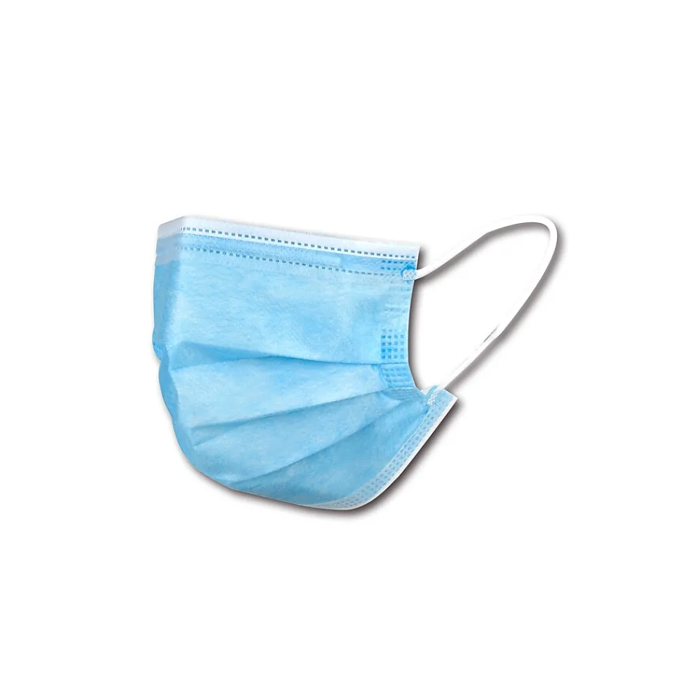 Unbranded 3-ply Disposable Half Face Mask, Adult, Blue, 50/Box (WXDKZ0007E/ET10000/FM-34EE)