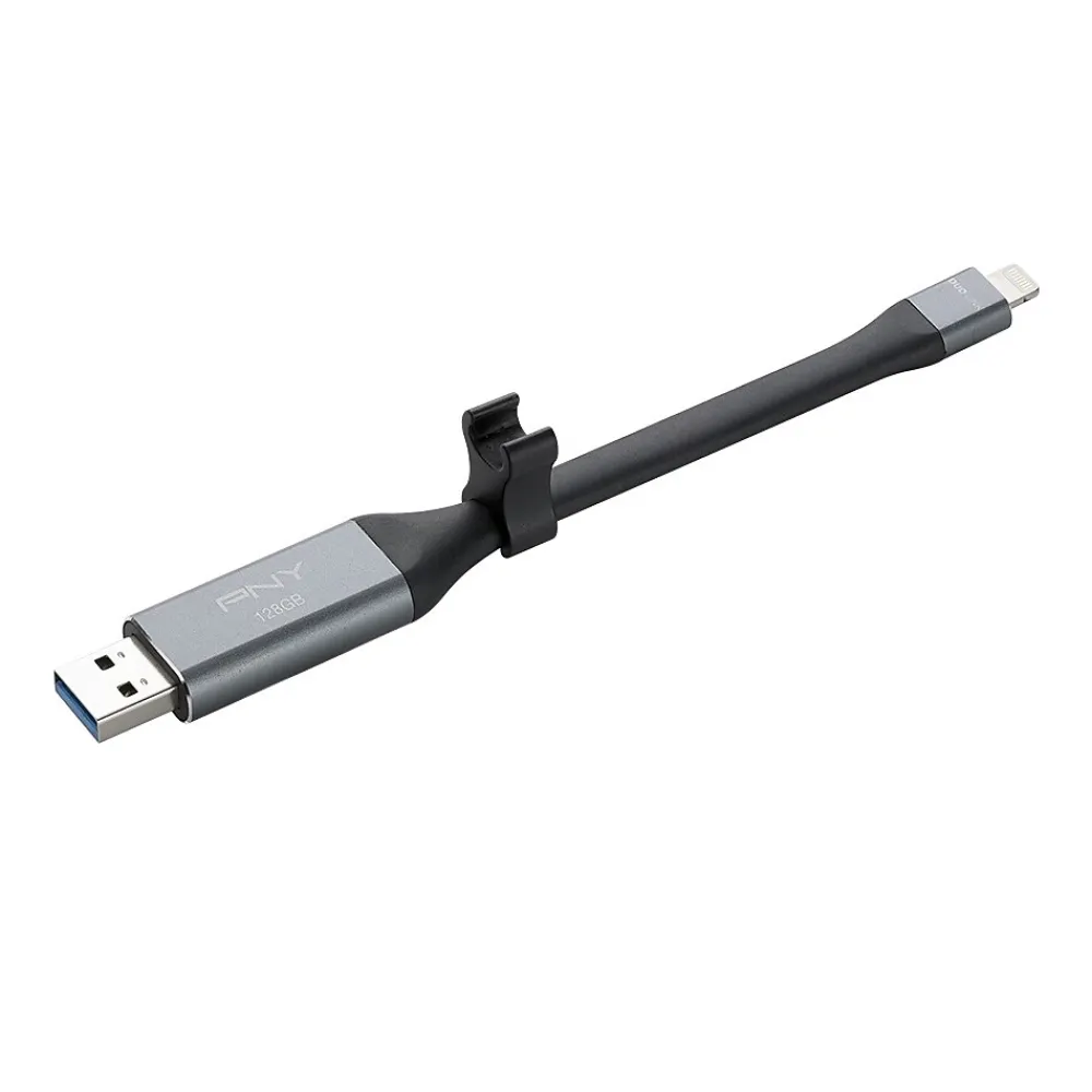 Hot PNY DUO LINK Dual 128GB USB 3.0 Type A Flash Drive, Black/Silver (P-FDI128LA02GCR)