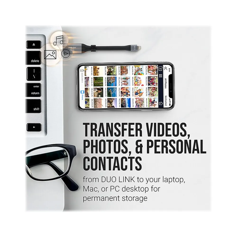 Hot PNY DUO LINK Dual 128GB USB 3.0 Type A Flash Drive, Black/Silver (P-FDI128LA02GCR)