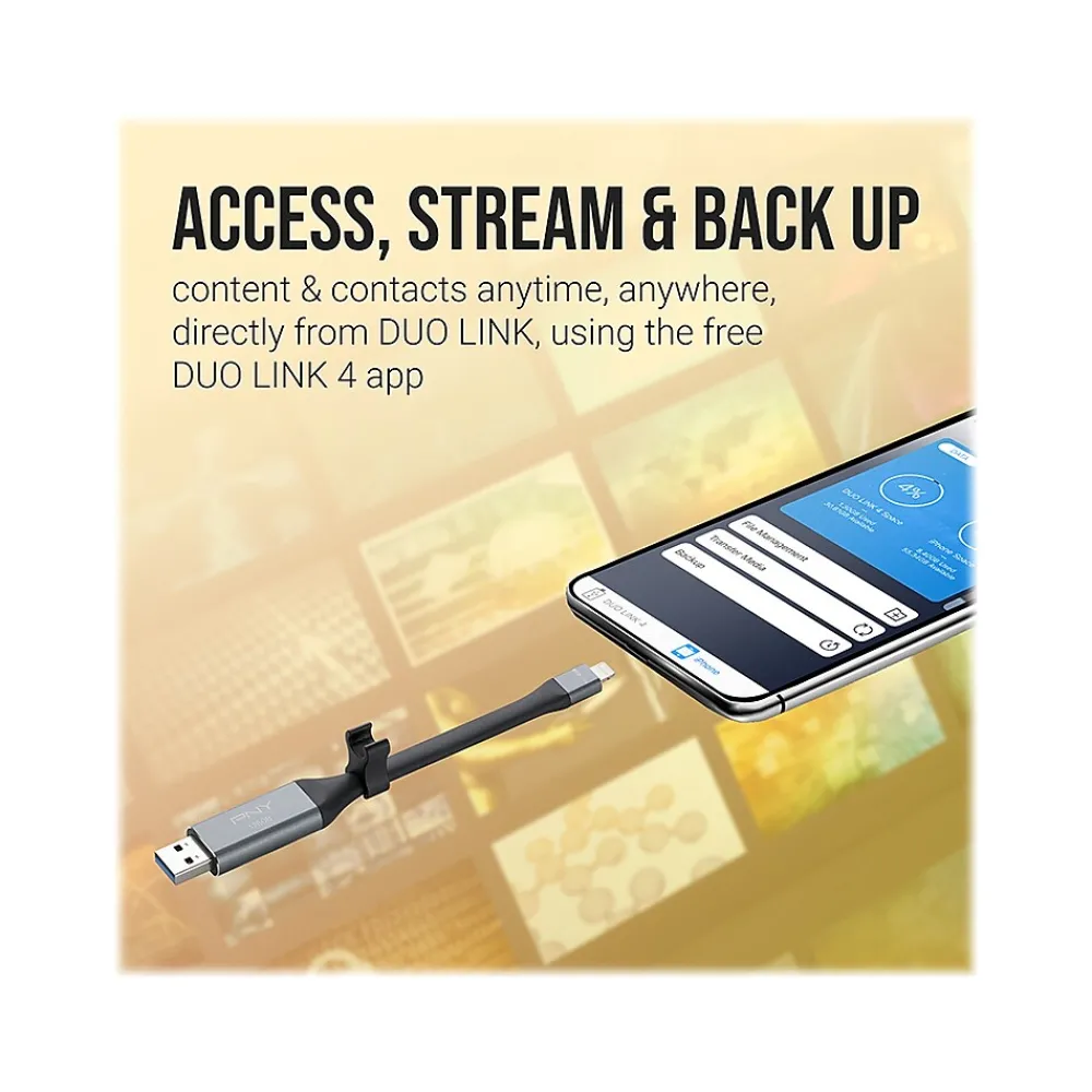 Hot PNY DUO LINK Dual 128GB USB 3.0 Type A Flash Drive, Black/Silver (P-FDI128LA02GCR)