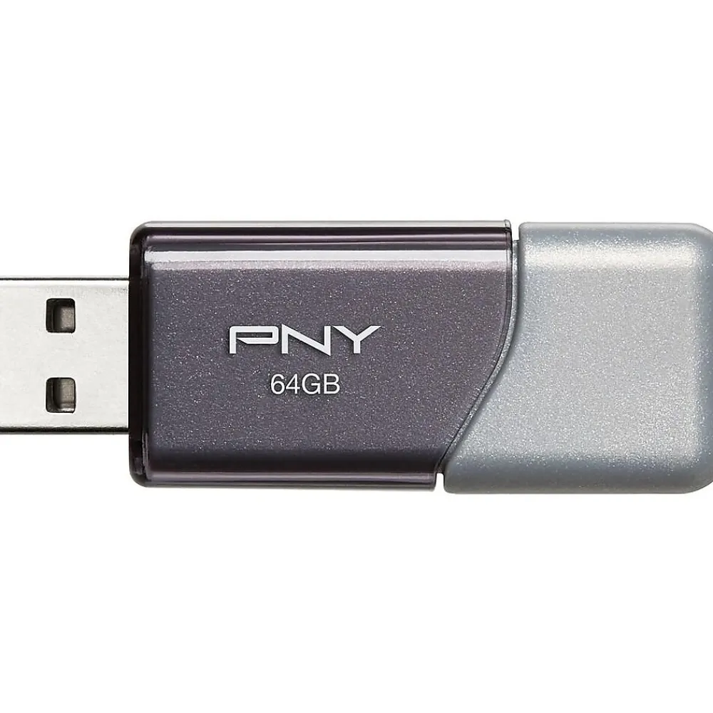 Best PNY Elite Turbo Attache 3 64GB USB 3.0 Type A Flash Drive, Silver/Gray (P-FD64GTBOP-GE)