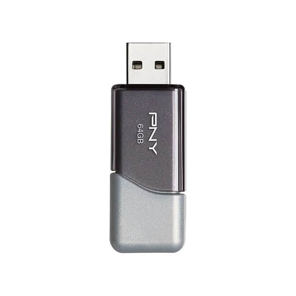 Best PNY Elite Turbo Attache 3 64GB USB 3.0 Type A Flash Drive, Silver/Gray (P-FD64GTBOP-GE)