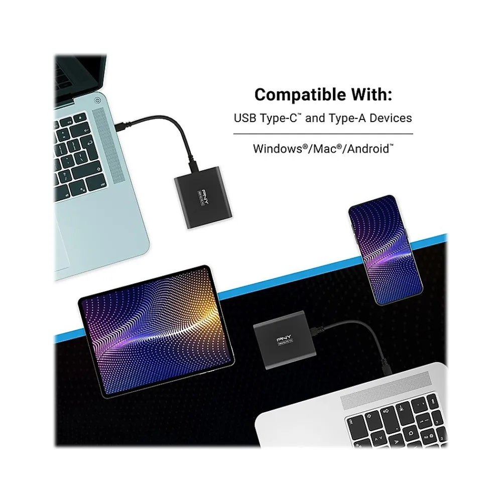 PNY Pro Elite V2 1TB USB 3.2 External Solid State Drive (PSD0CS2160-1TB-RB)