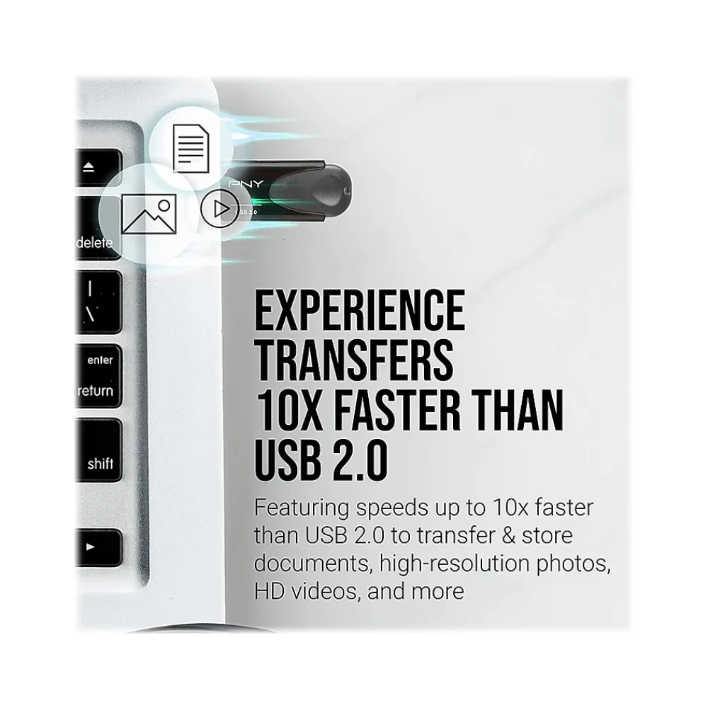 PNY Turbo Attache 4 32GB USB 3.0 Type A Flash Drive, Black (P-FD32GTBAT4-GE)