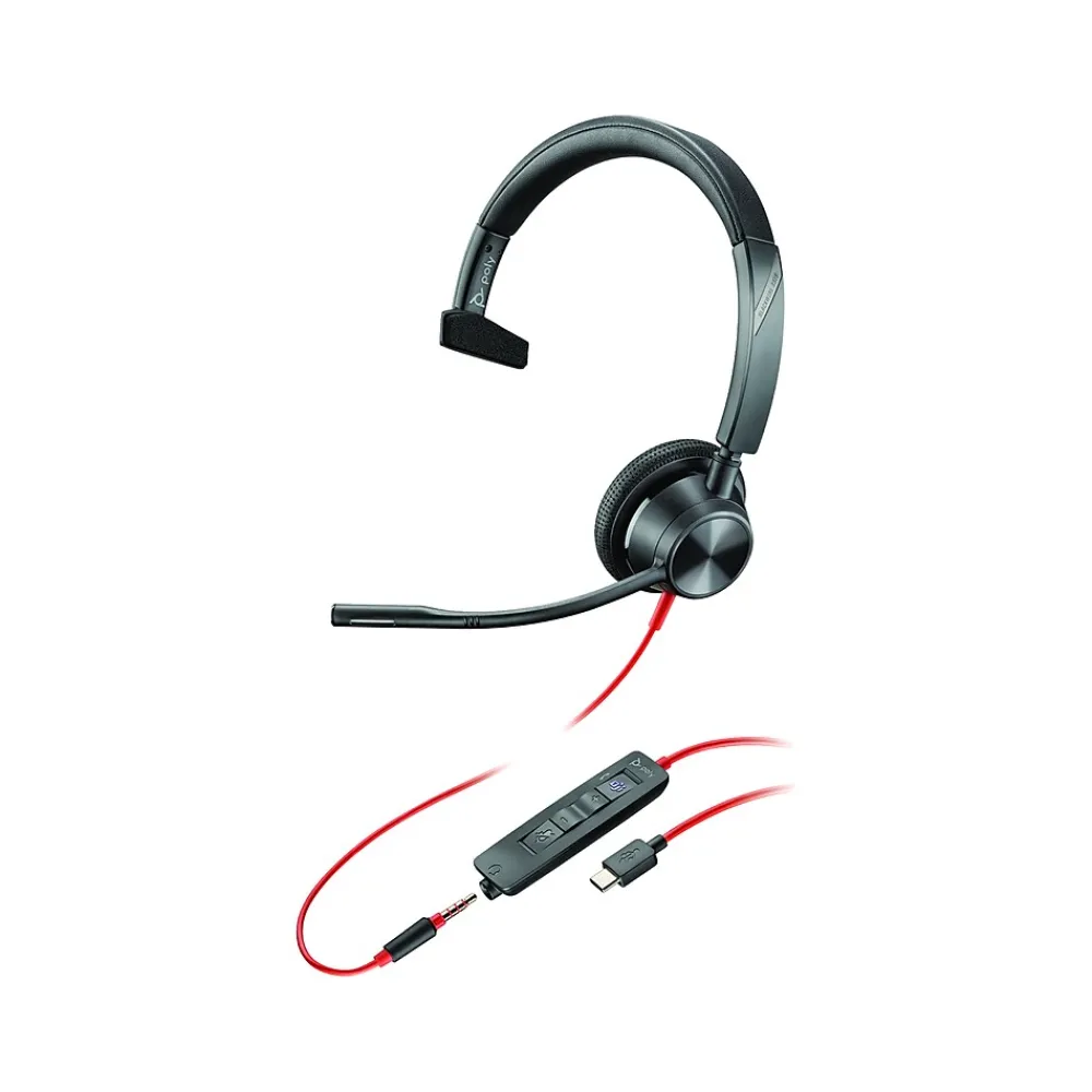 Hot Poly Blackwire 3315 Mono Headset, USB-C/3.5mm, MS Certified/UC Certified (8X218AA)