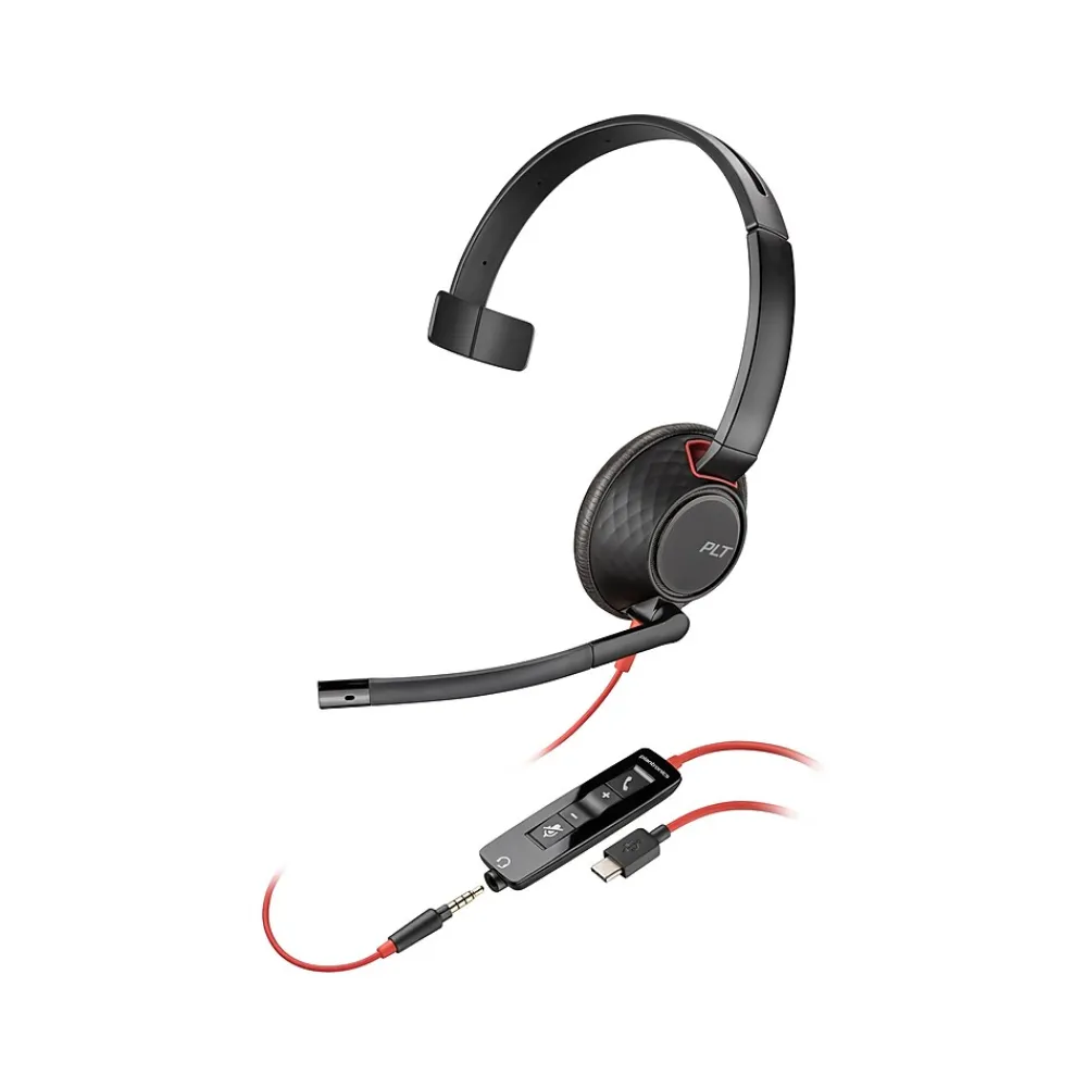 New Poly Blackwire 5210 Mono Headset, USB-C/3.5mm, UC Certified (8X230AA)