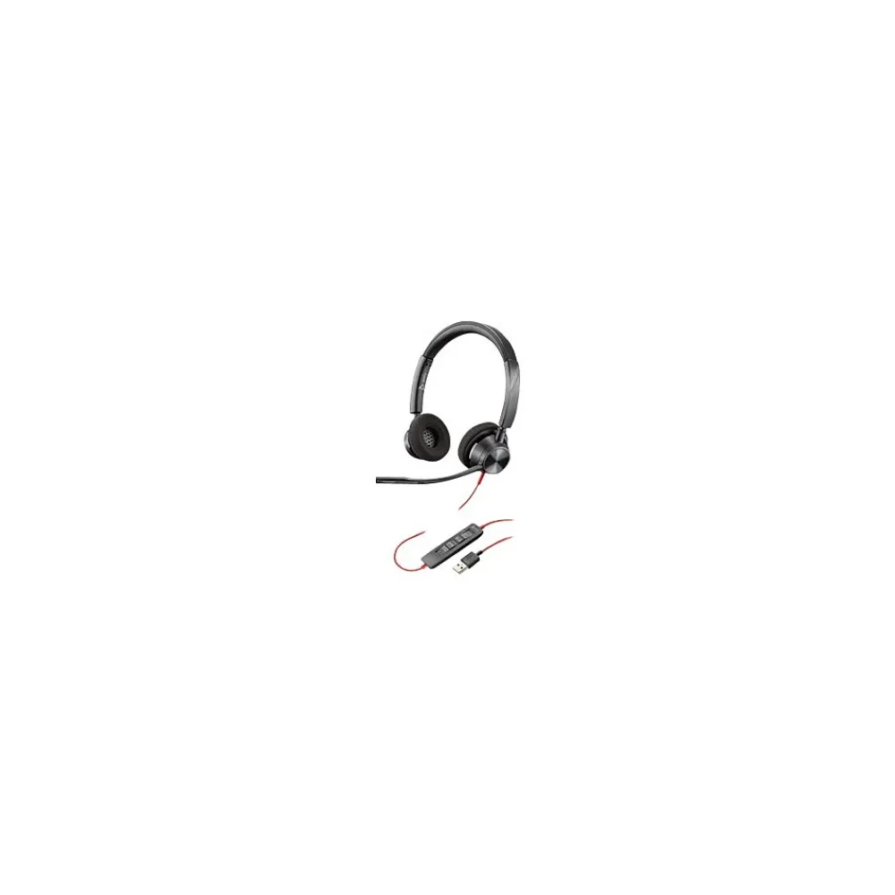 Discount Poly Blackwire 3320 Wired Stereo On Ear Computer Headset, Black (214012-01)