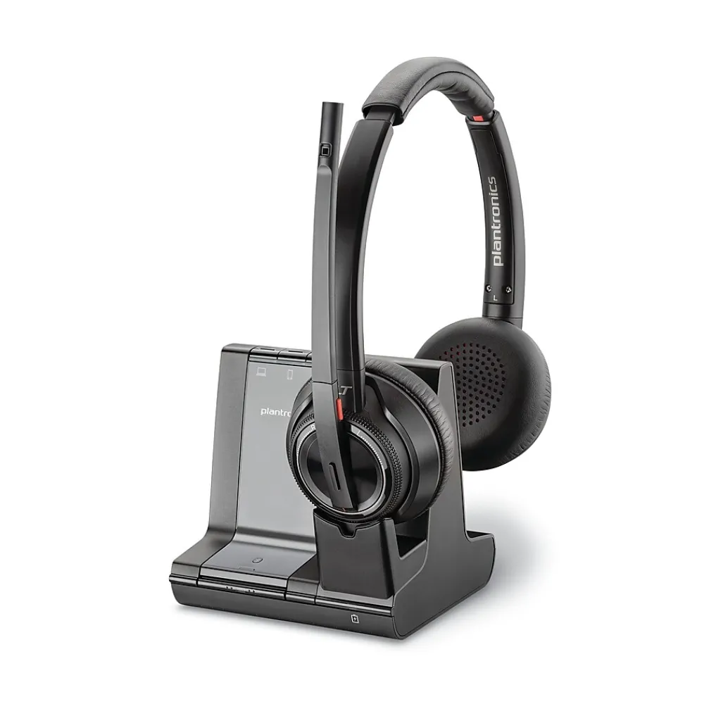 Online Poly Savi 8200 Series W8220-M Wireless Noise Canceling Stereo Headset, Over-the-Head, Black (7S4B6AA#ABA)