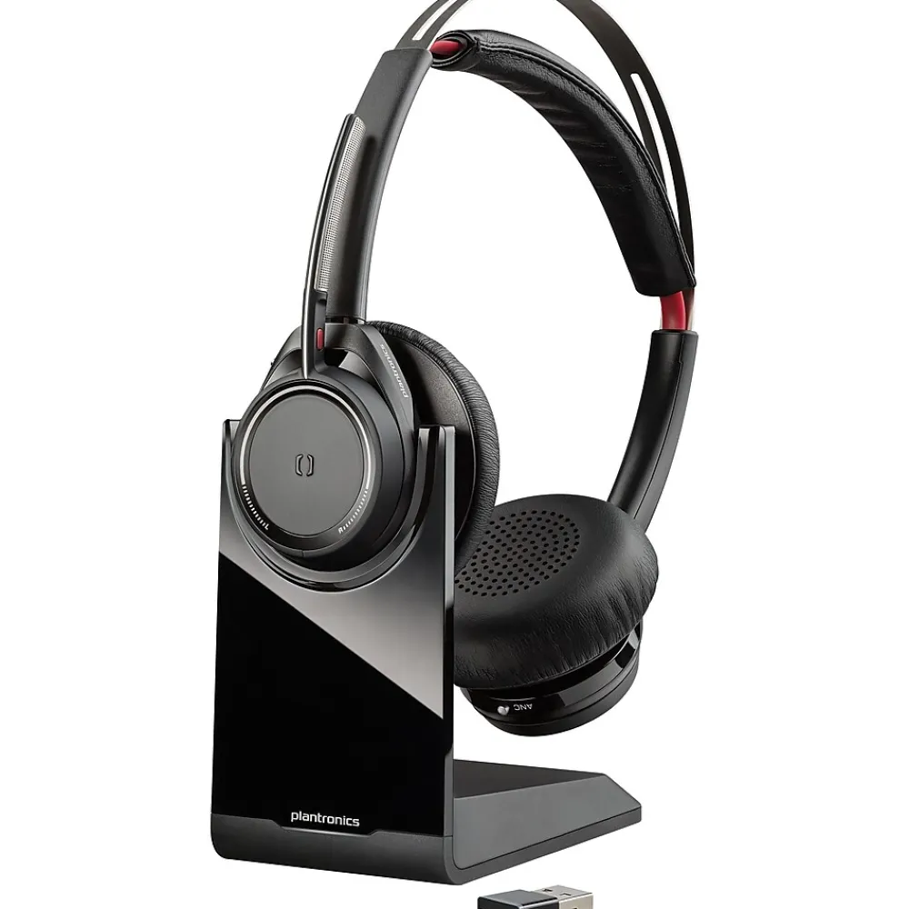 Best Poly Voyager Focus MS Active Noise Cancelling Bluetooth On Ear Phone & Computer Headset, Black/Gray (202652-102)