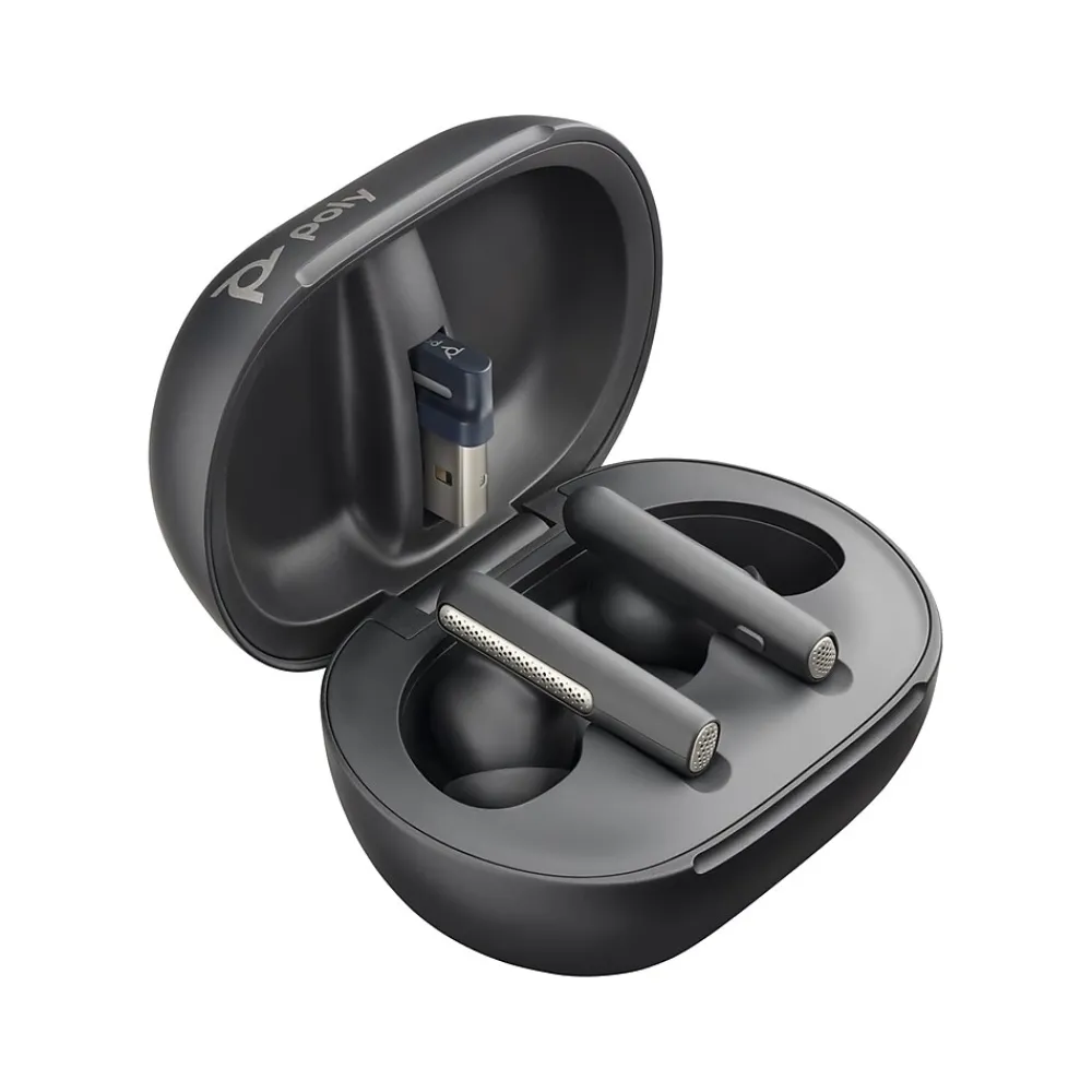 Voyager Free 60+ UC Wireless Noise Cancelling Bluetooth Earbuds, USB-A, MS Certified, Carbon Black (7Y8G9AA)<Poly Sale
