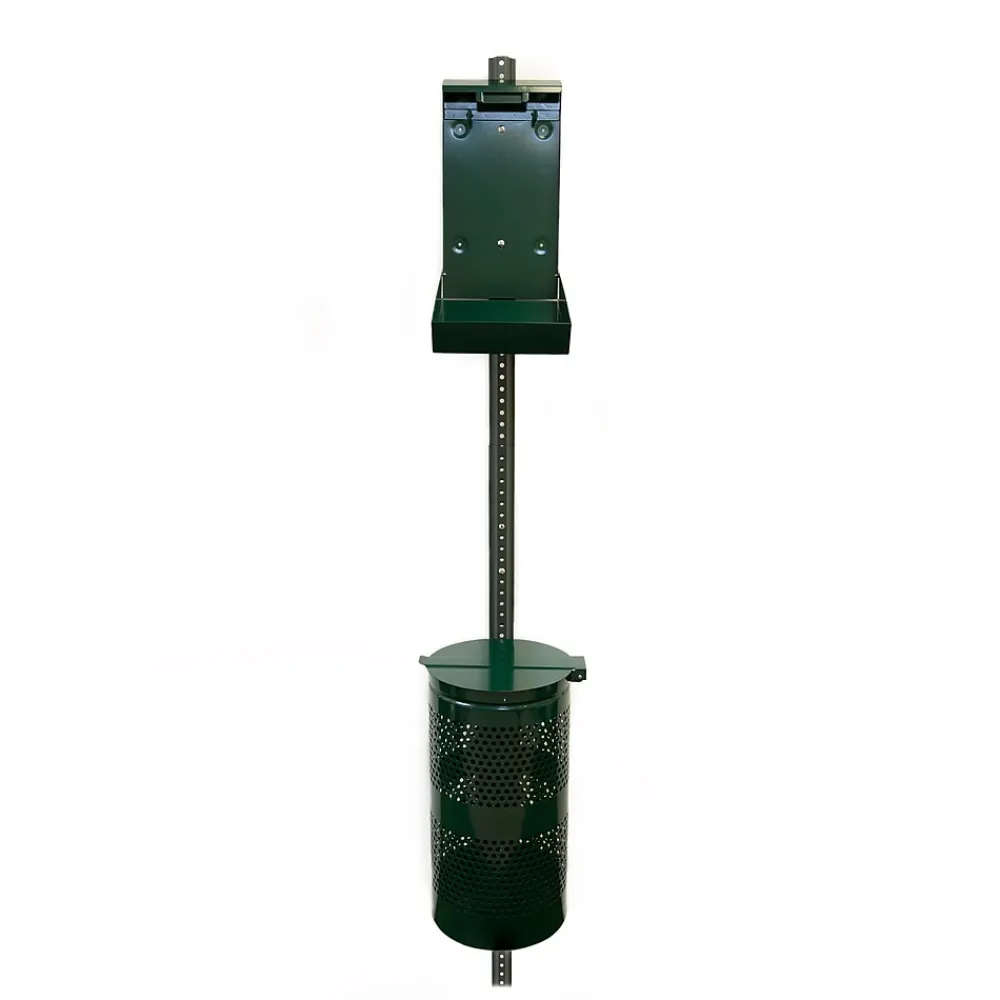 10 Gallon Steel Trash Can Station with Lid, Green (PP-H-Kit)<Poopy Pouch Best