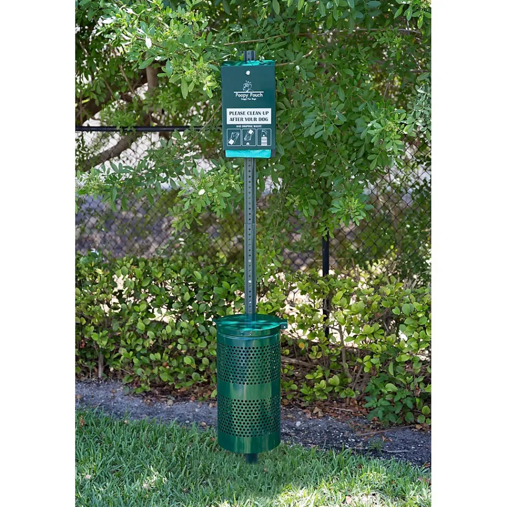 10 Gallon Steel Trash Can Station with Lid, Green (PP-H-Kit)<Poopy Pouch Best