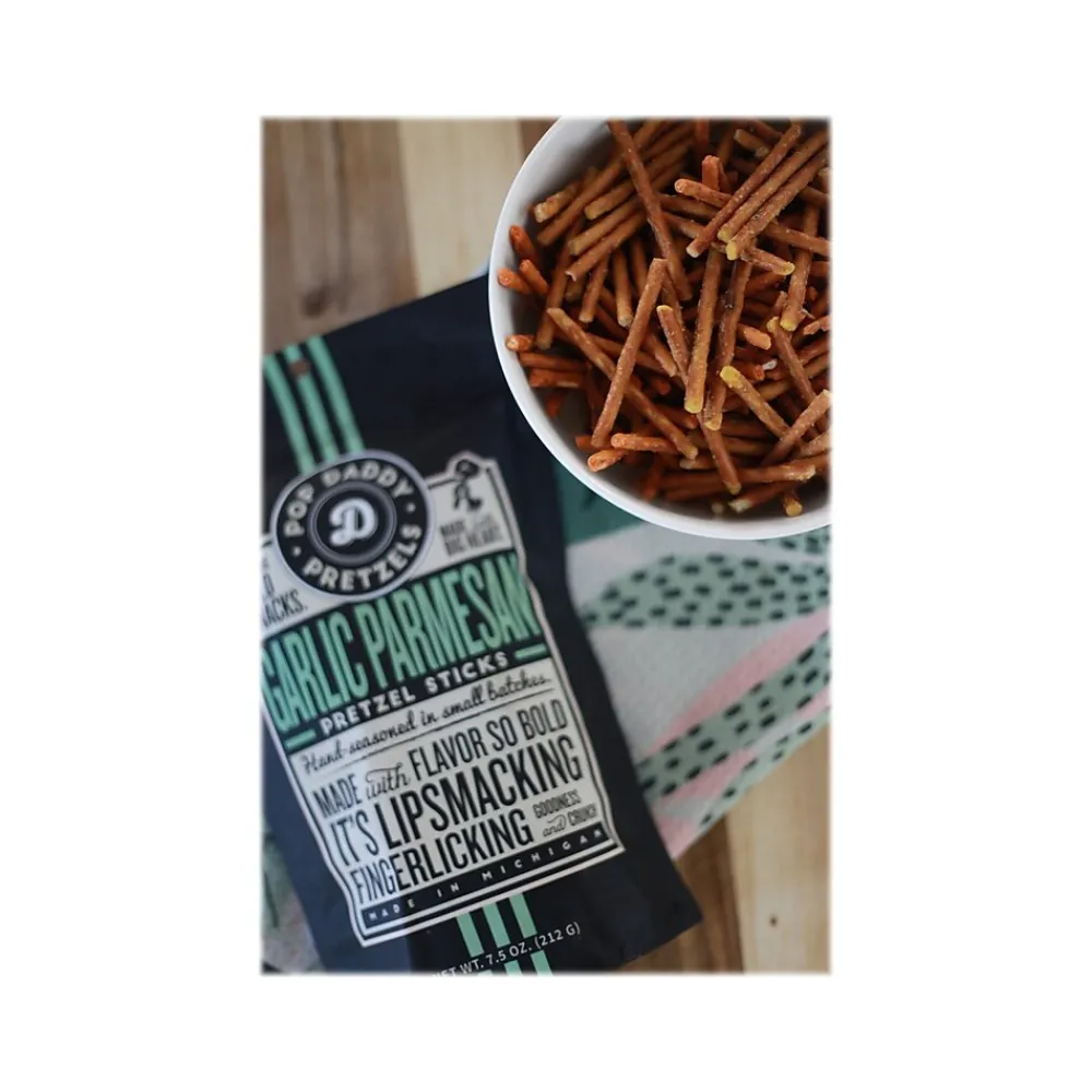 Pop Daddy Garlic Parmesan Pretzels Sticks, 3 oz., 15 Bags/Box (OPD00557)
