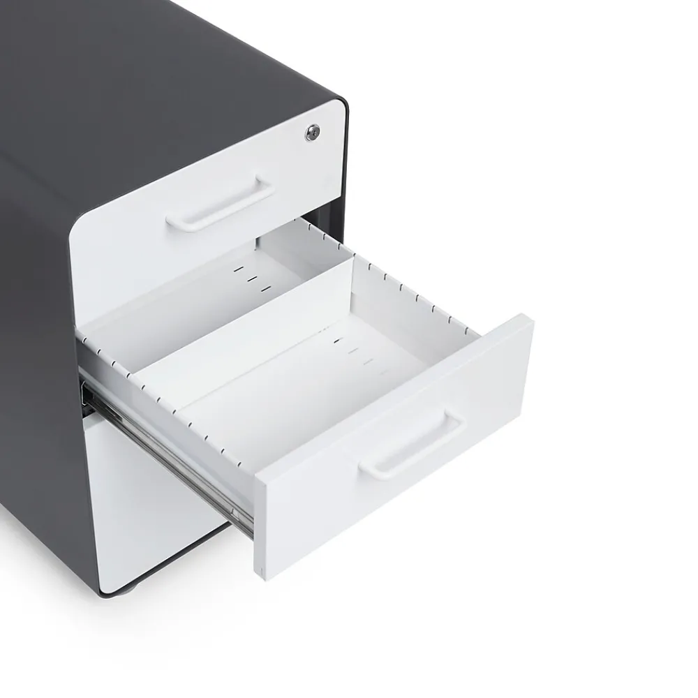 File Cabinets*Poppin , 3-Drawer File Cabinet, Charcoal + White (103539)
