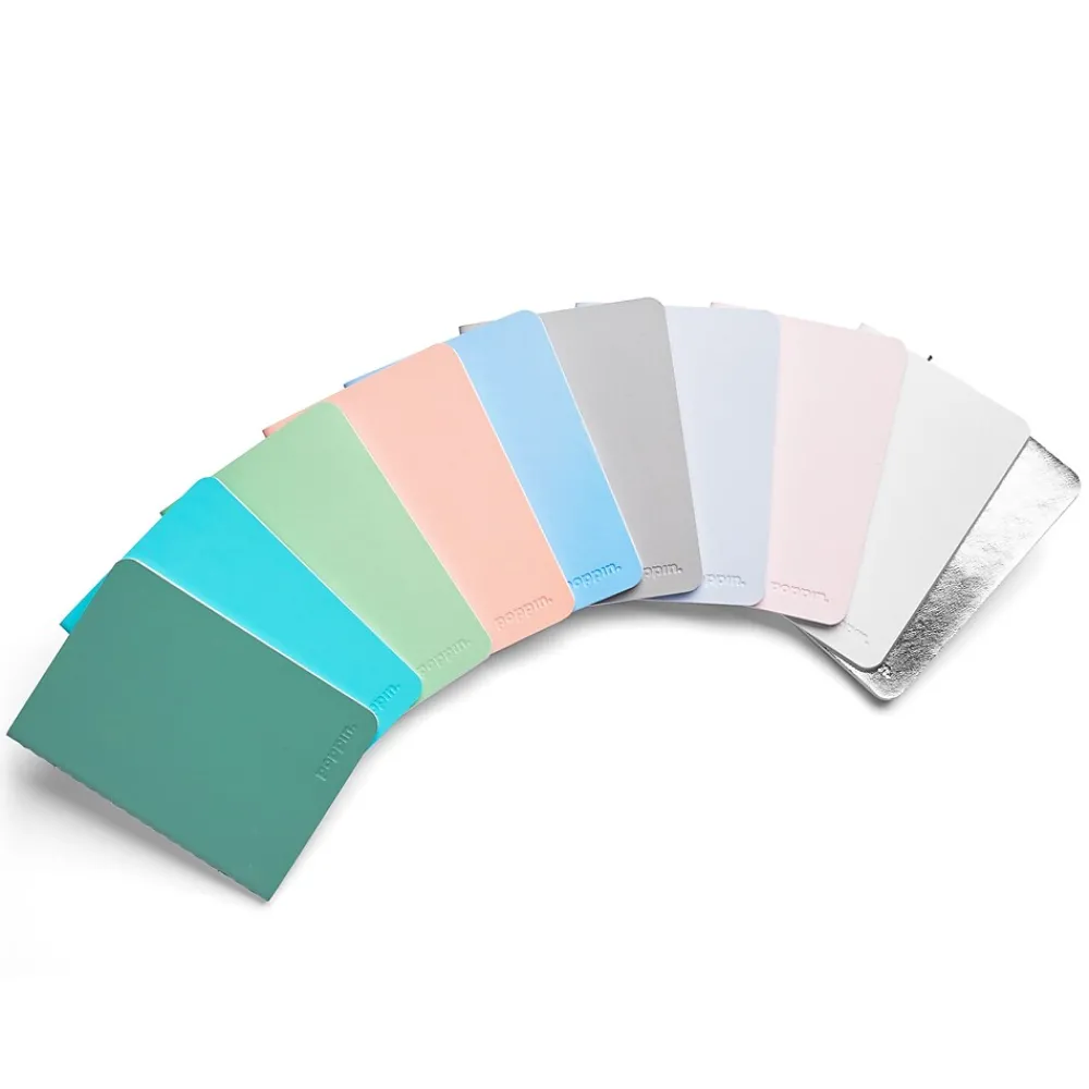Notebooks|Poppin Mini 1-Subject Pocket Notebook, 3.5" x 5", Narrow Ruled, 32 Sheets, Assorted Colors, 10/Set (104452)