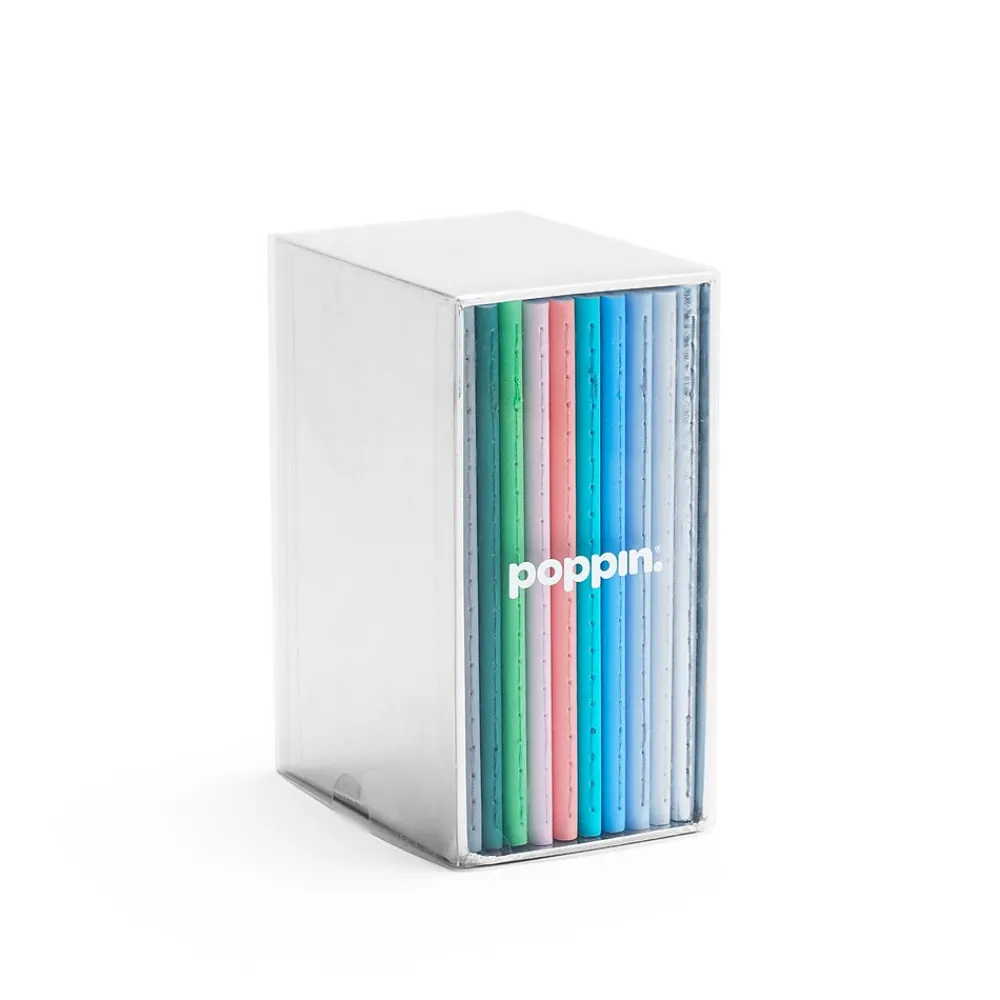 Notebooks|Poppin Mini 1-Subject Pocket Notebook, 3.5" x 5", Narrow Ruled, 32 Sheets, Assorted Colors, 10/Set (104452)