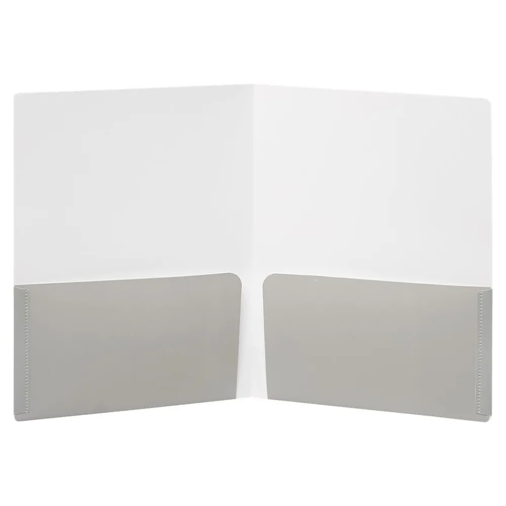 Pocket Folders|Poppin 2-Pocket Portfolio Folder, Blush/Light Gray (105225)