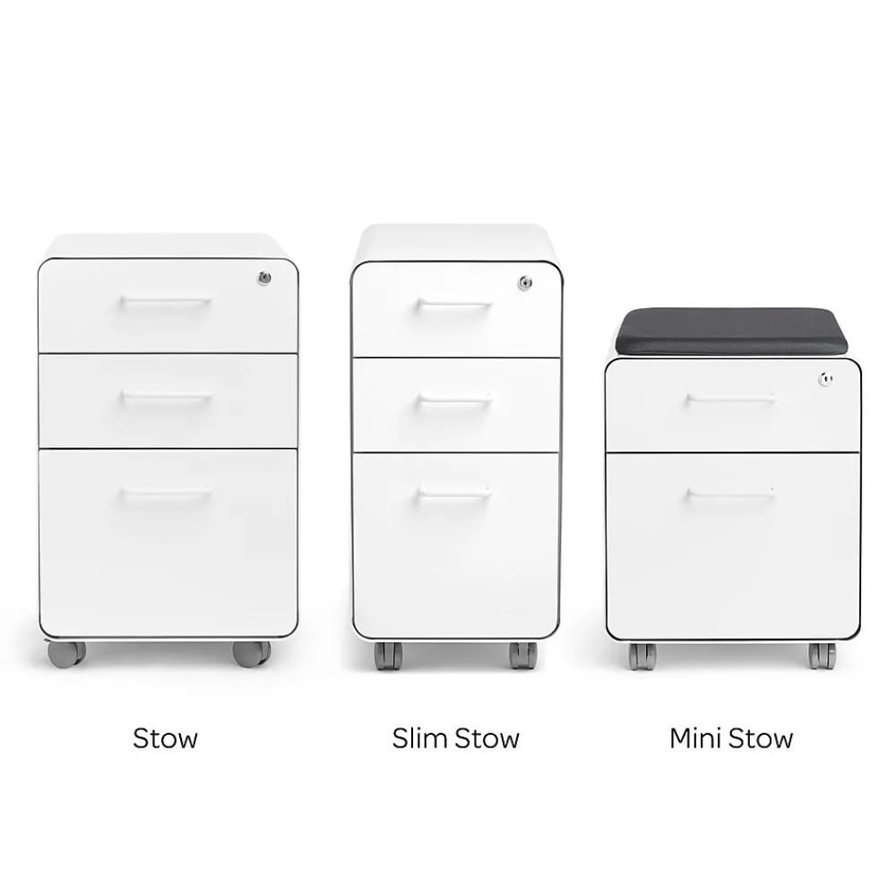 File Cabinets*Poppin Stow 2-Drawer Mobile Vertical File Cabinet, Letter/Legal Size, Lockable, 21.5"H x 15.75"W x 20"D, Light Gray (104732)