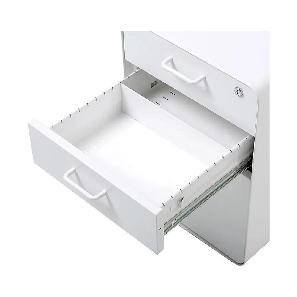 File Cabinets*Poppin Stow 3-Drawer Mobile Vertical File Cabinet, Letter/Legal Size, Lockable, 24"H x 15.75"W x 20"D, White (100425)