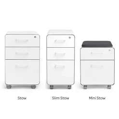 File Cabinets*Poppin Stow 3-Drawer Vertical Locking File Cabinet, White & Slate Blue, 16