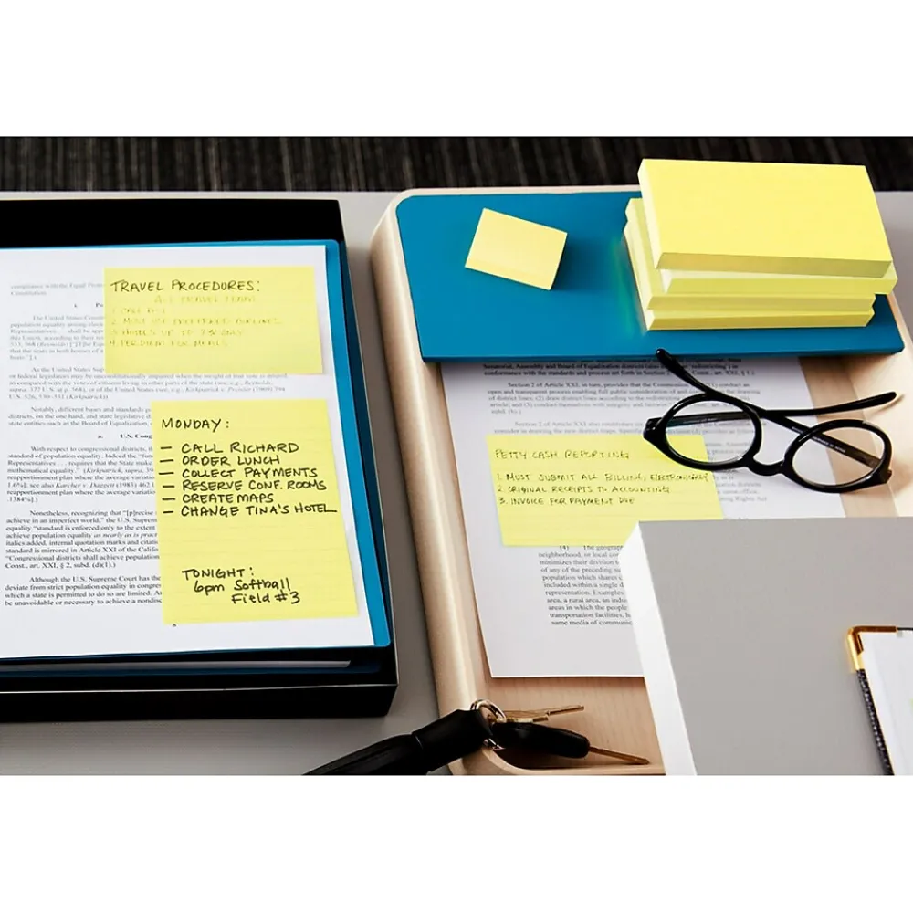 Post-It Notes*Post-it Greener Recycled Notes, 4" x 6", Canary Collection, Lined, 100 Sheet/Pad, 12 Pads/Pack (660RPYW)