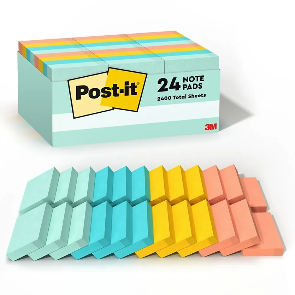 Post-It Notes*Post-it Notes, 1 3/8" x 1 7/8", Collection, 100 Sheet/Pad, 24 Pads/Pack (65324APVAD) Beachside Café