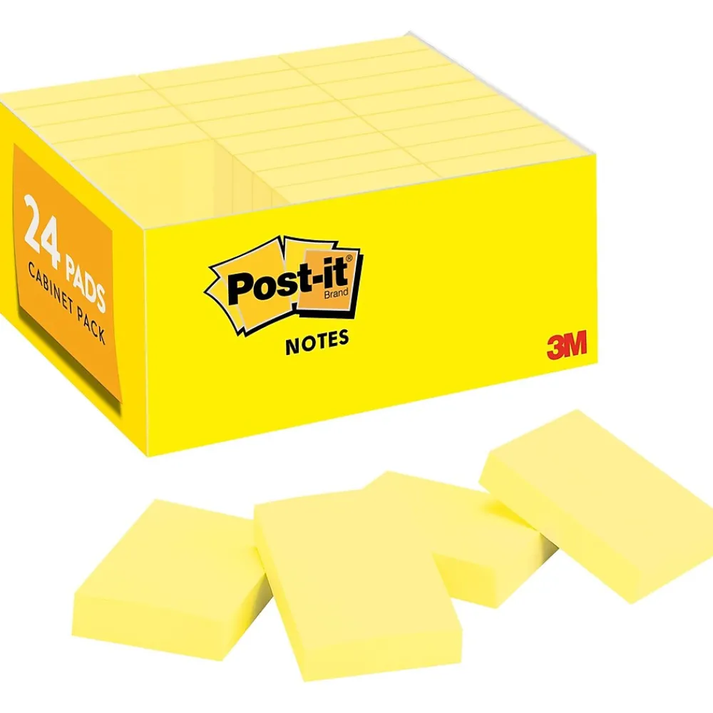 Post-It Notes*Post-it Notes, 1 3/8" x 1 7/8", Collection, 100 Sheet/Pad, 24 Pads/Pack (65324VADB) Canary