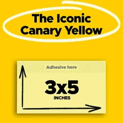 Sticky Notes*Post-it Notes, 3" x 5", Canary Collection, 100 Sheet/Pad, 12 Pads/Pack (655-YW)