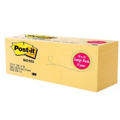 Sticky Notes*Post-it Notes, 3" x 3", Canary Collection, 100 Sheet/Pad (654-2700-YW)