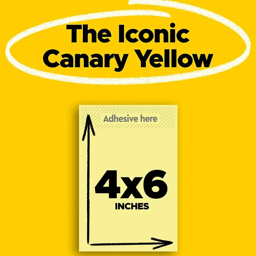 Post-It Notes*Post-it Notes, 4" x 6", Canary Collection, 100 Sheet/Pad, 12 Pads/Pack (659-YW)