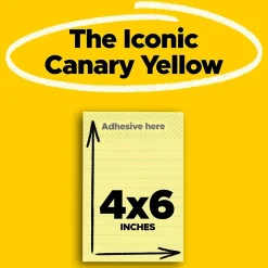 Post-It Notes*Post-it Notes, 4" x 6", Canary Collection, Lined, 100 Sheet/Pad, 12 Pads/Pack (660YW)