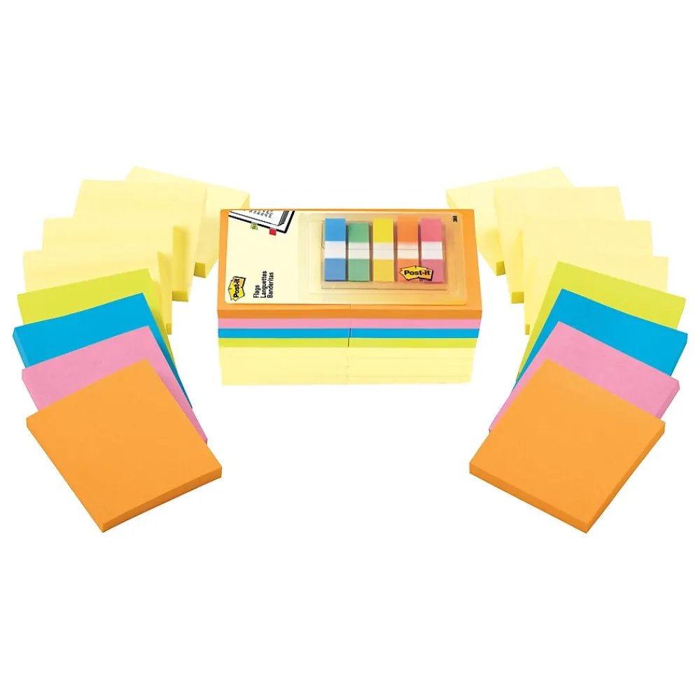 Post-It Notes*Post-it Notes Combo Pack, 3" x 3", Assorted Collection, 90 Sheet/Pad, 16 Pads/Pack (654-16SSCY-B)