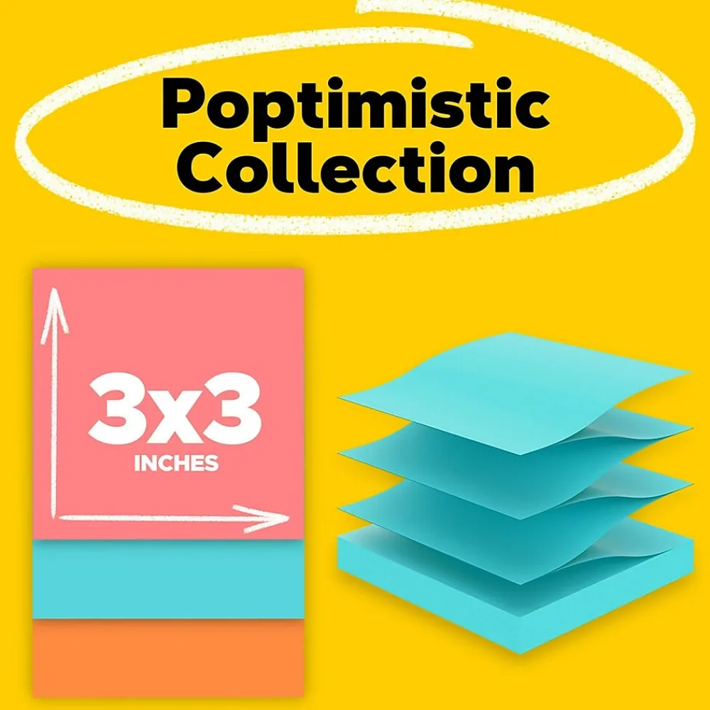 Post-It Notes*Post-it Pop-up Notes, 3" x 3", Collection, 100 Sheet/Pad, 18 Pads/Pack (R33018CTCP) Poptimistic