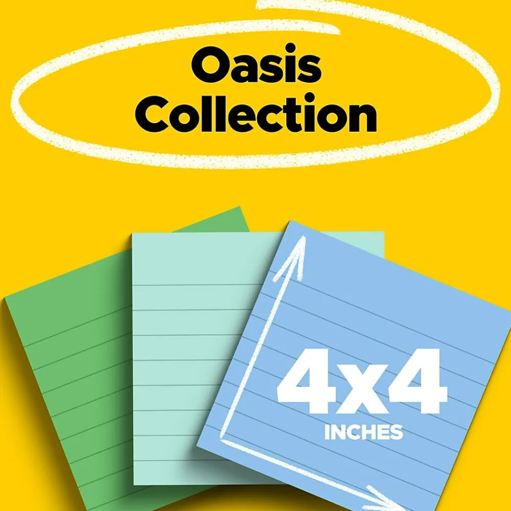 Post-It Notes*Post-it Recycled Super Sticky Notes, 4" x 4", Collection, Lined, 70 Sheet/Pad, 3 Pads/Pack (675R-3SST) Oasis