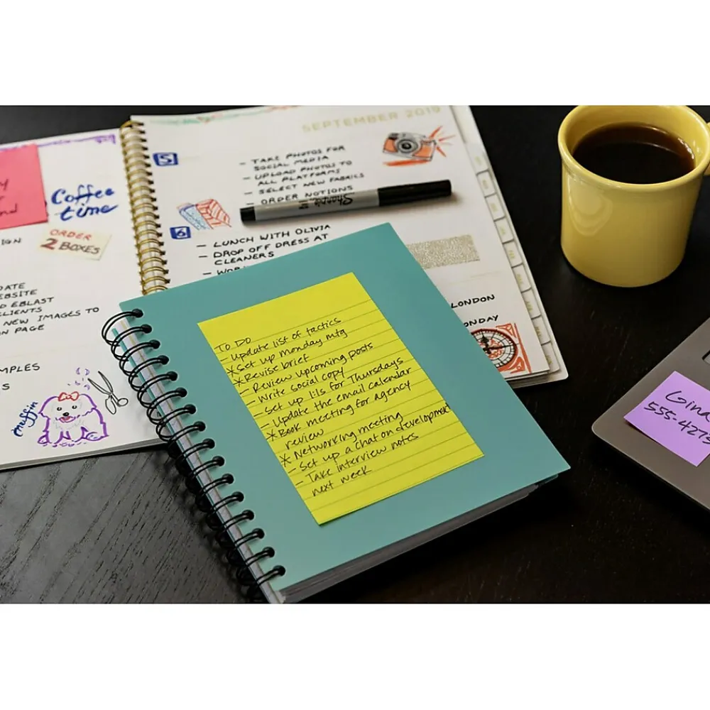 Post-It Notes*Post-it Recycled Super Sticky Notes, 4" x 6", Collection, 45 Sheet/Pad, 4 Pads/Pack (4621R-4SST) Oasis