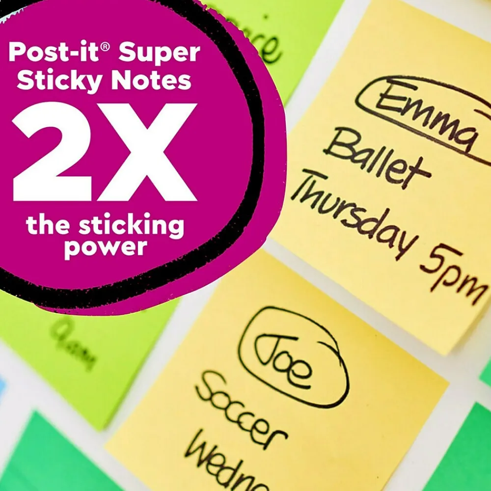 Post-It Notes*Post-it Recycled Super Sticky Notes, 3" x 3", Canary Collection, 70 Sheet/Pad, 5 Pads/Pack (654R-5SSCY) Canary Yellow