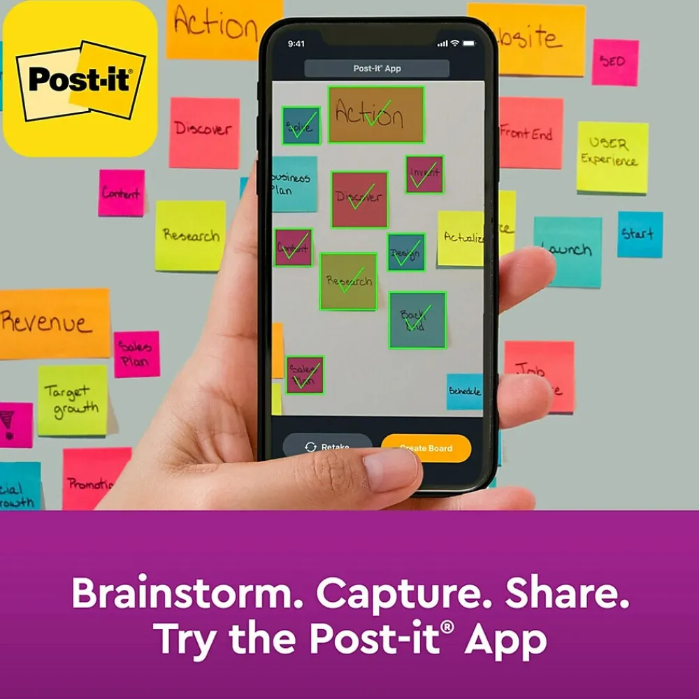 Post-It Notes*Post-it Recycled Super Sticky Notes, 3" x 3", Oasis Collection, 90 Sheet/Pad, 12 Pads/Pack (65412SST)