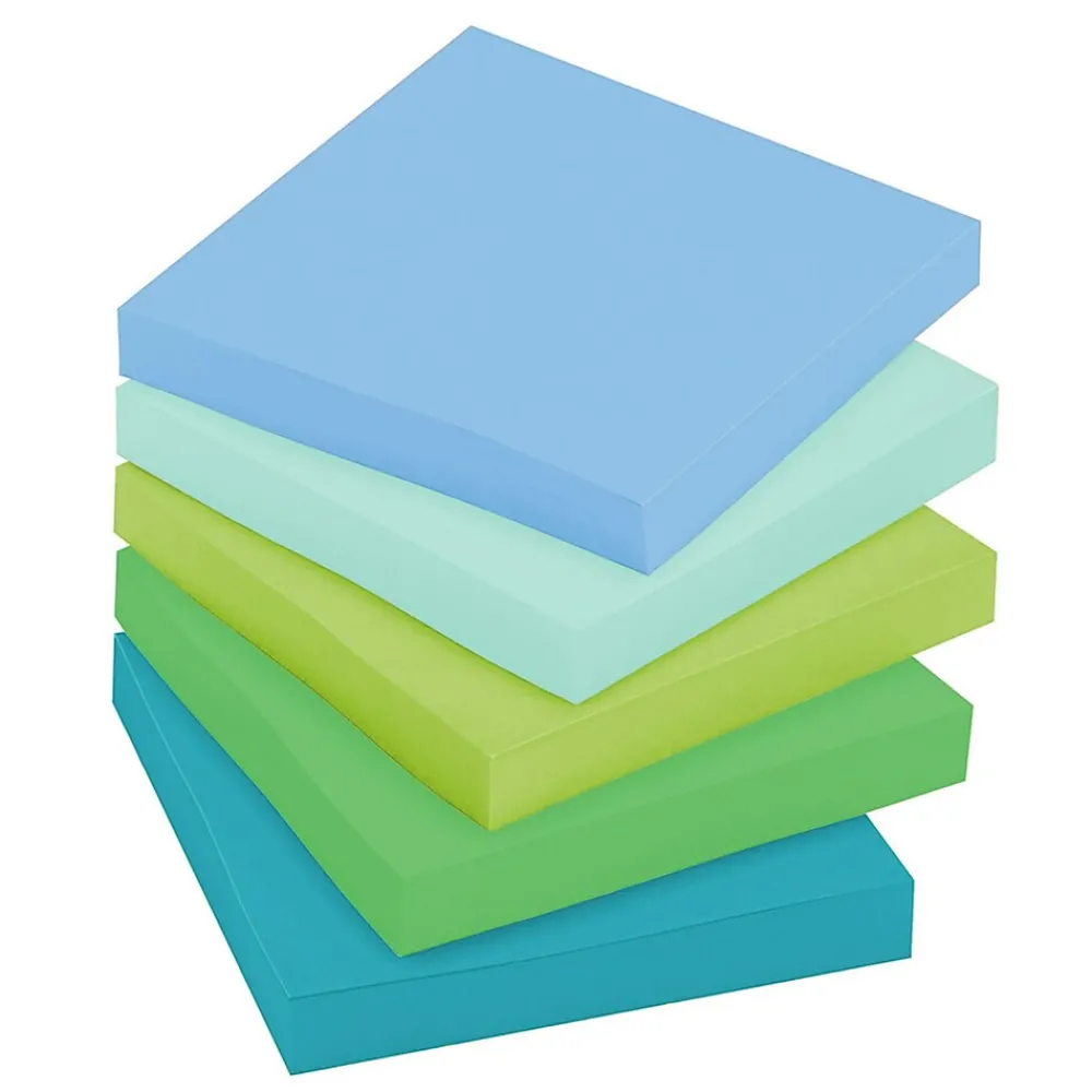 Post-It Notes*Post-it Recycled Super Sticky Notes, 3" x 3", Oasis Collection, 90 Sheet/Pad, 12 Pads/Pack (65412SST)