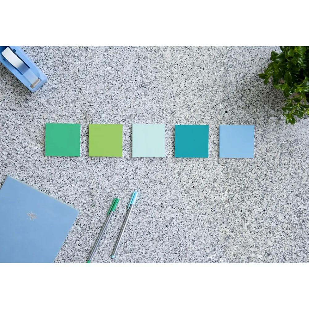 Post-It Notes*Post-it Recycled Super Sticky Notes, 3" x 3", Oasis Collection, 90 Sheet/Pad, 12 Pads/Pack (65412SST)
