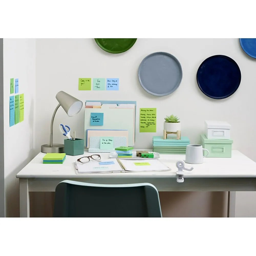 Post-It Notes*Post-it Recycled Super Sticky Notes, 3" x 3", Oasis Collection, 90 Sheet/Pad, 12 Pads/Pack (65412SST)