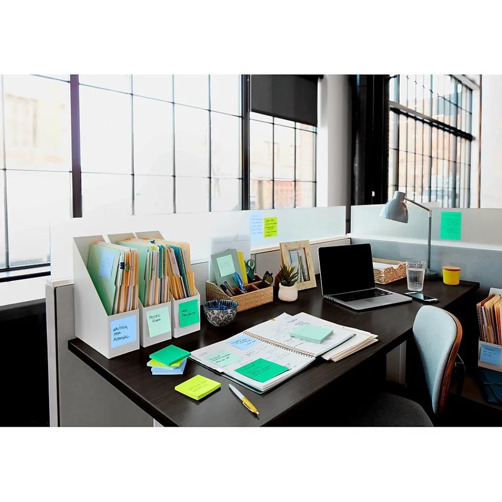 Post-It Notes*Post-it Recycled Super Sticky Notes, 4" x 4", Bora Bora Collection, Lined, 90 Sheet/Pad, 4 Pads/Pack (675-4SST)