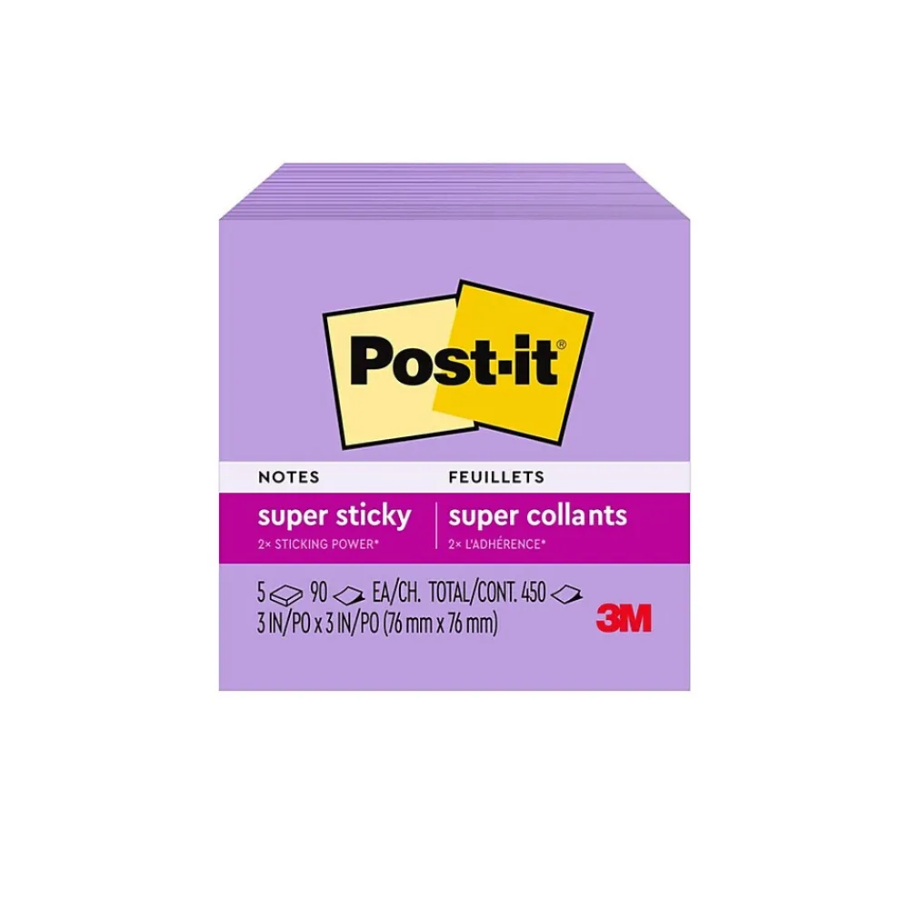 Post-It Notes*Post-it Super Sticky Notes, 3" x 3", Mulberry, 90 Sheet/Pad, 5 Pads/Pack (654-5SSCG) Iris
