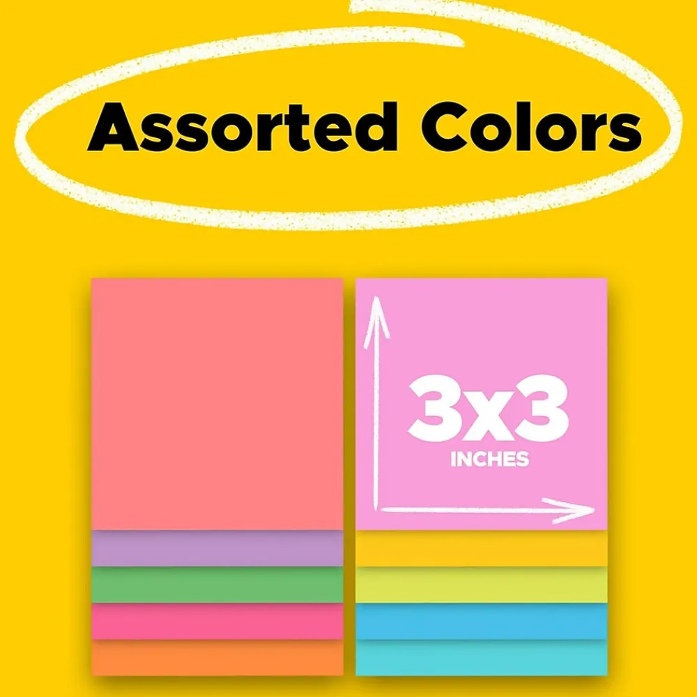 Post-It Notes*Post-it Super Sticky Notes, 3" x 3", Collection, 45 Sheet/Pad, 15 Pads/Pack (654-15SSMULTI2) Supernova Neons