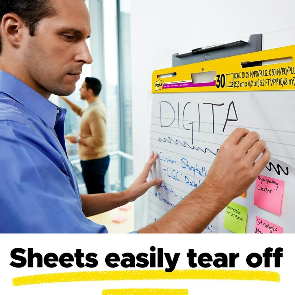 Easel Paper Pads*Post-it Super Sticky Notes, 25" x 30", Assorted Collection, Lined, 30 Sheet/Pad (561WLSS)