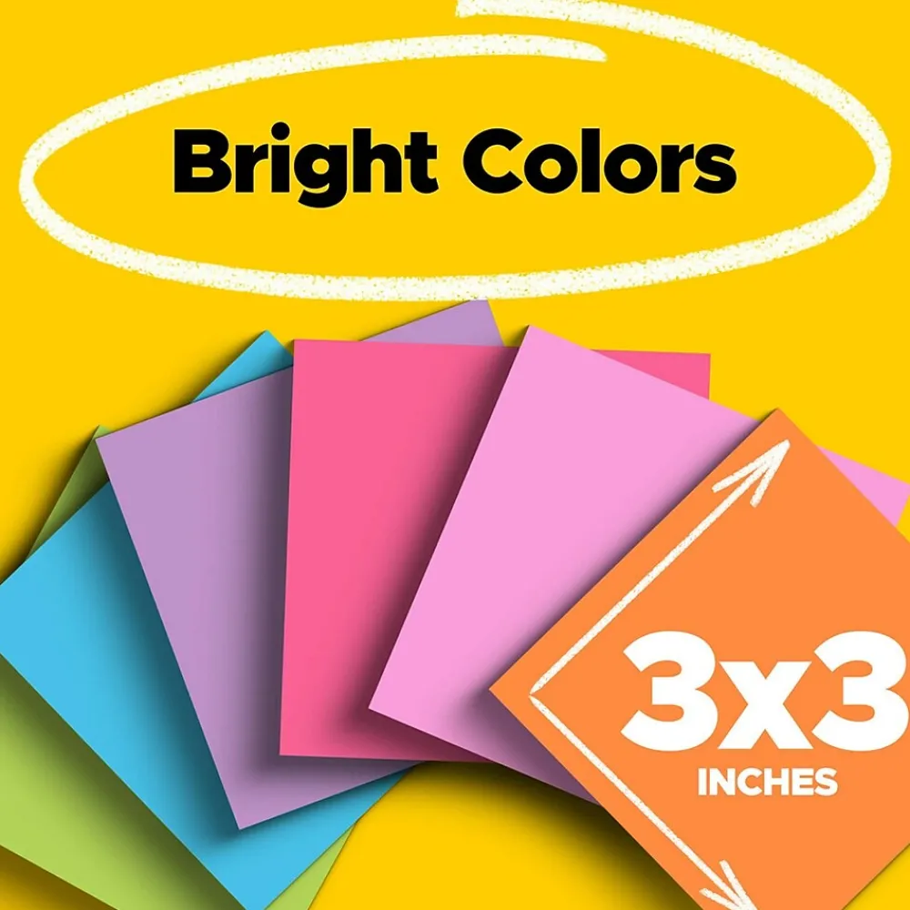 Post-It Notes*Post-it Super Sticky Notes, 3" x 3", Assorted Collection, 45 Sheet/Pad, 15 Pads/Pack (654-15SSCP)