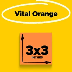 Post-It Notes*Post-it Super Sticky Notes, 3" x 3", Neon Orange, 90 Sheet/Pad, 5 Pads/Pack (654-5SSNO)
